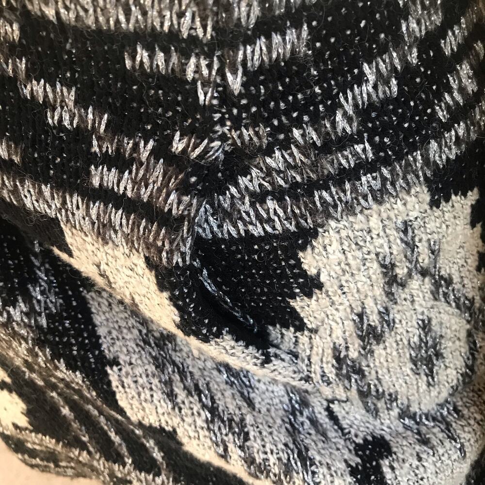 Lucky Brand Open Front Metallic Black White Cardigan Sweater Women's Size XS - Picture 4 of 6